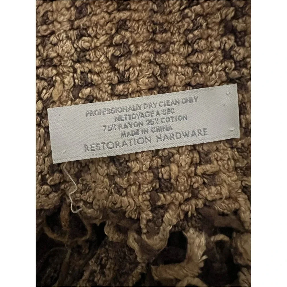 Restoration Hardware 5lb Brown and Blue Chenille Woven Fringe Throw